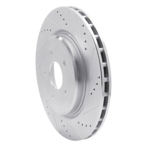 Chevrolet Corvette Brake Rotor (1) - Rear Right - R1 Concepts - Drilled & Slotted - Silver - `06-`13